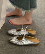 Yellow Faux Leather Comfortable Splicing Wrinkled Slide Sandals