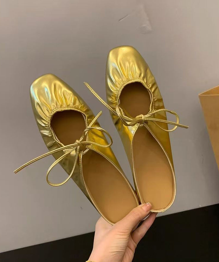 Yellow Faux Leather Comfortable Splicing Wrinkled Slide Sandals