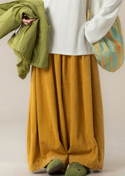 Yellow Patchwork Elastic Waist Wide Leg Pants