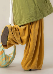 Yellow Patchwork Elastic Waist Wide Leg Pants