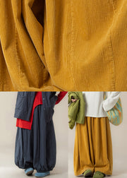 Yellow Patchwork Elastic Waist Wide Leg Pants