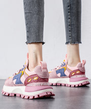 Yellow Platform Suede Comfy Splicing Sport Shoes Lace Up