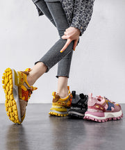 Yellow Platform Suede Comfy Splicing Sport Shoes Lace Up
