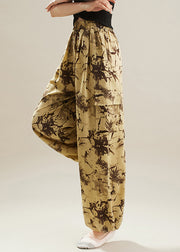 Yellow Print Chiffon Harem Pants Oversized Summer