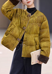 Yellow Tie Dye Duck Down Puffers Jackets Oversized Winter