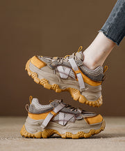 Yellow Zircon Platform Breathable Mesh 2025 Splicing Lace Up