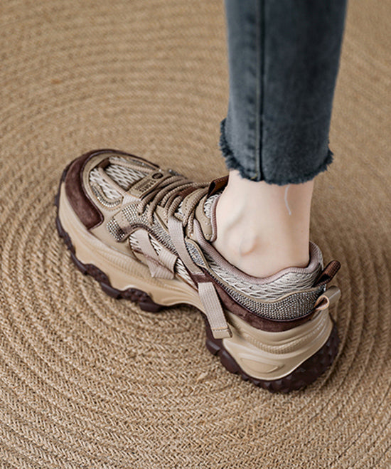 Yellow Zircon Platform Breathable Mesh 2025 Splicing Lace Up