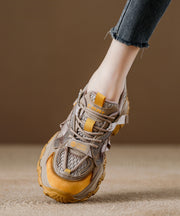 Yellow Zircon Platform Breathable Mesh 2025 Splicing Lace Up