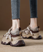 Yellow Zircon Platform Breathable Mesh 2025 Splicing Lace Up