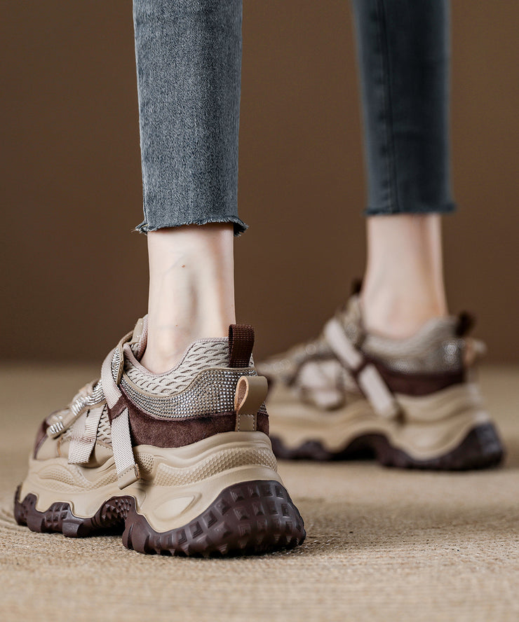 Yellow Zircon Platform Breathable Mesh 2025 Splicing Lace Up