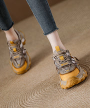 Yellow Zircon Platform Breathable Mesh 2025 Splicing Lace Up