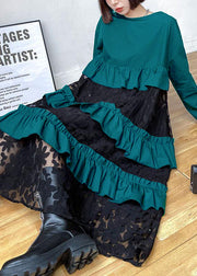 Bohemian purple Ruffles  Fall Lace Dresses