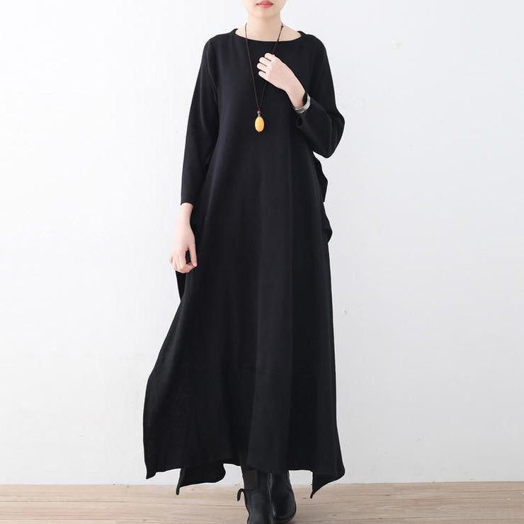 chunky bark blue knit dress trendy plus size fall dresses women side open pullover faux two pieces