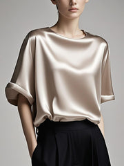 Fitted apricot Patchwork silk Tank Summer