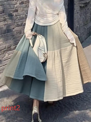 Elegant Print1 Wrinkled High Waist Tulle Skirt Spring