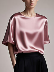 Fitted pink Patchwork silk Tank Summer