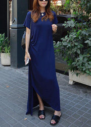 100% o neck asymmetric cotton summer Long Shirts Runway black Traveling Dresses - SooLinen