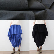2021 Fall new black women's original design literary irregular asymmetric wide legs - SooLinen