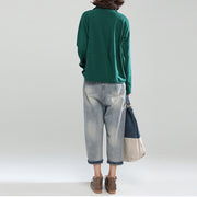 2025 blackish green cotton casual tops baggy loose patchwork shirt tops