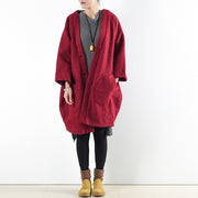 2025 winter red woolen coats oversized woman winter outwear original design