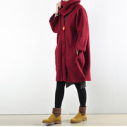 2025 winter red woolen coats oversized woman winter outwear original design