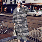 2018 Plaid coat Loose fitting Notched Winter coat Fine double breasted pockets Coats - SooLinen
