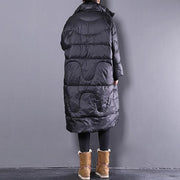 2019 black down coat casual stand collar down coat Elegant pockets zippered overcoat - SooLinen