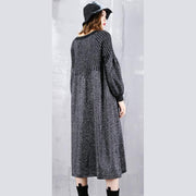 2019 black sweater dress plus size v neck sweater vintage baggy Cinched winter dress - SooLinen
