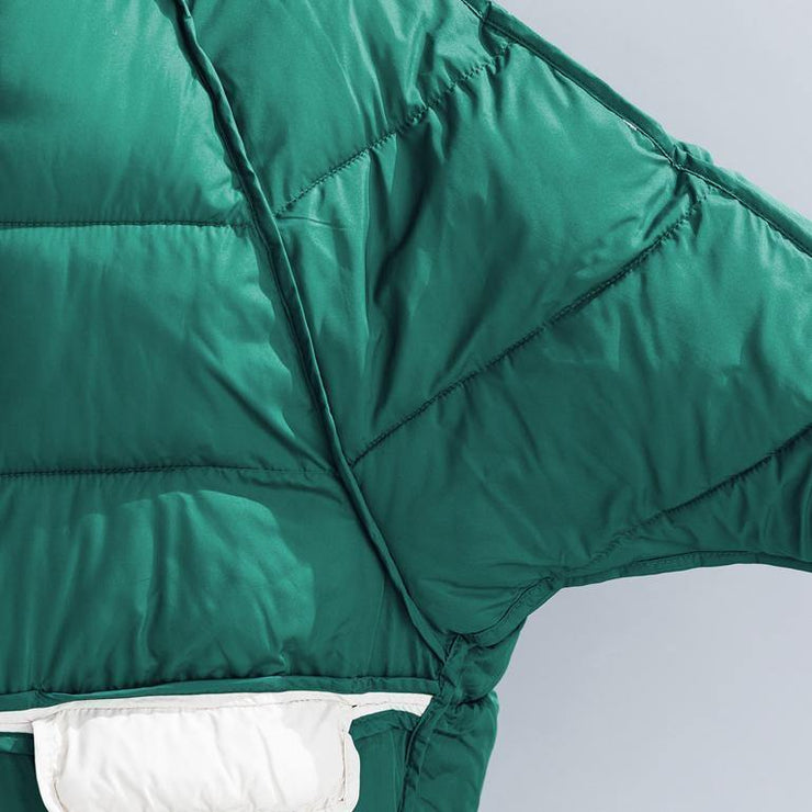 2018 quality green cotton jacket plus size clothing hooded drawstring thick pockets zippered cotton jackets - SooLinen