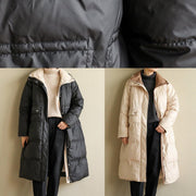 2019 black womens coats oversize snow jackets stand collar patchwork winter outwear - SooLinen