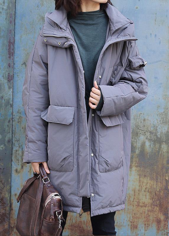 2019 gray casual outfit plus size warm winter coat winter hooded winter outwear - SooLinen