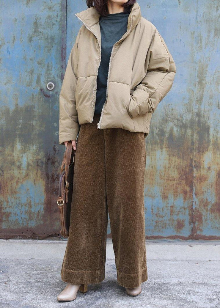 2019 light yellow down coat winter plus size clothing stand collar womens parka thick fine winter outwear - SooLinen