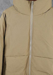 2019 light yellow down coat winter plus size clothing stand collar womens parka thick fine winter outwear - SooLinen