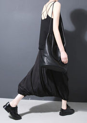 2019 summer new black silk crop pants loose women lantern pants - SooLinen