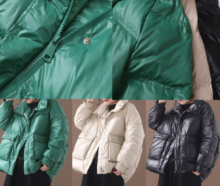 2019 white goose Down coat plus size clothing snow jackets two pockets stand collar coats - SooLinen