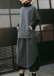 2019 women woolen blended high waist pants loose casual patchwork pants skirt - SooLinen