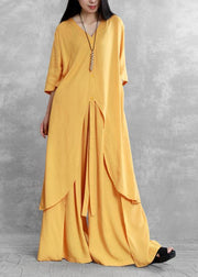 2021 summer new irregular long shirt draped casual two-piece suit - SooLinen
