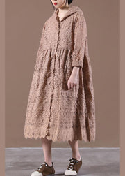 2021 Hooded Spring Tunic Dress Loose Lace dresses - SooLinen