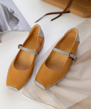 2025 Plus Size Buckle Strap Flat Shoes For Women Grey Comfy Cowhide Leather