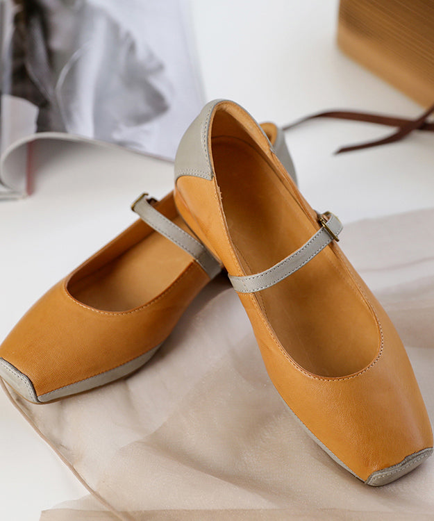 2025 Plus Size Buckle Strap Flat Shoes For Women Grey Comfy Cowhide Leather