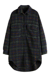 Art Lapel Pockets Fashion Coats Women Blouses Pink Plaid Daily Outwear - SooLinen