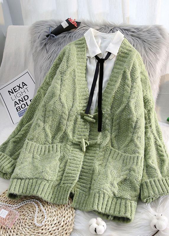 Aesthetic knitwear Loose fitting pink v neck pockets knit cardigans - SooLinen
