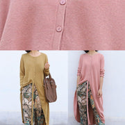 Aesthetic o neck knit outwear oversize yellow asymmetric knitted jackets - SooLinen