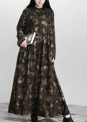 Art Black Print Asymmetrical Design Fall Vacation Dresses - SooLinen