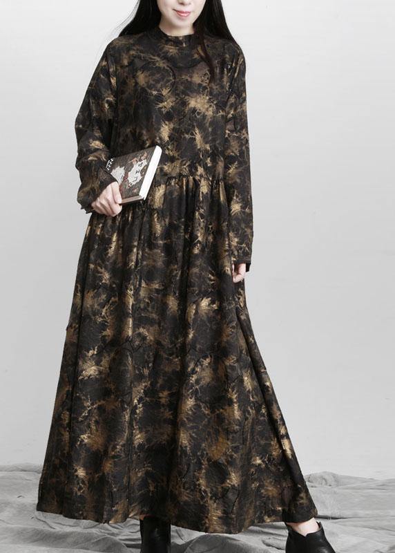 Art Black Print Asymmetrical Design Fall Vacation Dresses - SooLinen