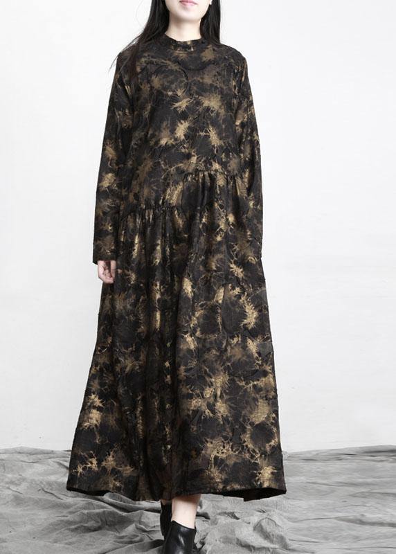 Art Black Print Asymmetrical Design Fall Vacation Dresses - SooLinen
