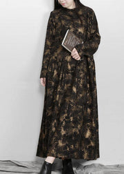 Art Black Print Asymmetrical Design Fall Vacation Dresses - SooLinen
