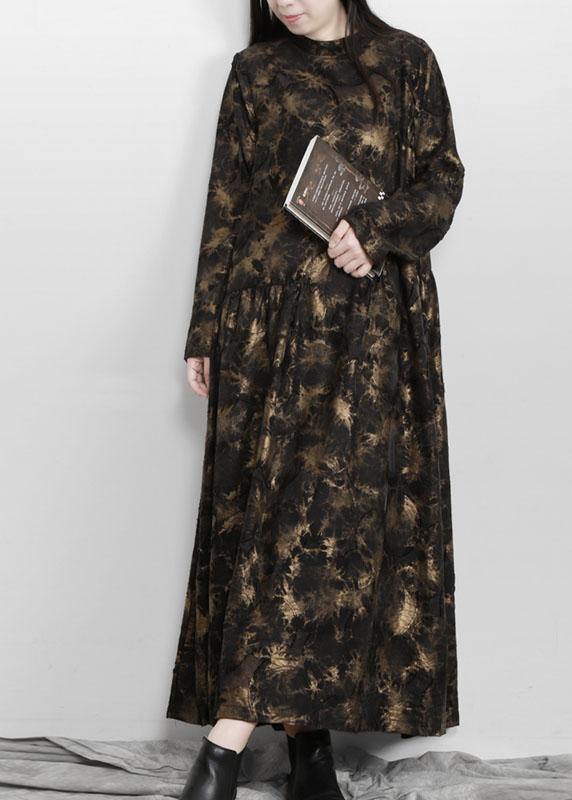 Art Black Print Asymmetrical Design Fall Vacation Dresses - SooLinen
