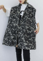 Art Camouflage cotton tunics for women wild Plus Size Clothing fall tops - SooLinen