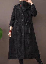 Art Hooded Drawstring Top Quality Clothes For Women Green Tunic Coats - SooLinen
